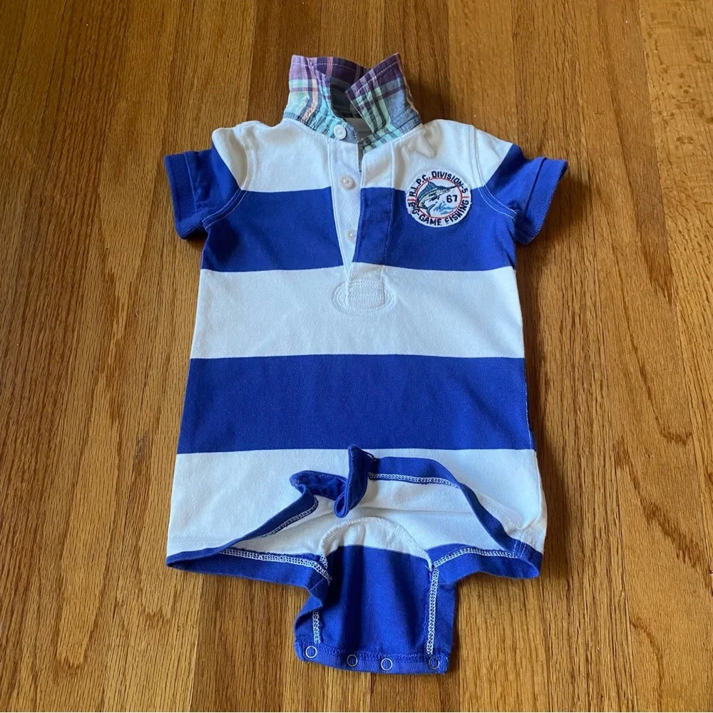 Ralph Lauren Striped with Patch Baby Boy Romper